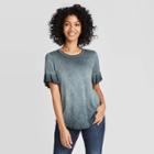 Women's Ruffle Short Sleeve Scoop Neck T-shirt - Knox Rose Gray