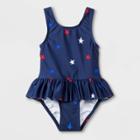Baby Girls' Skirted One Piece Swimsuit - Cat & Jack Navy 9m, Girl's, Blue