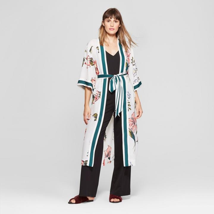 Women's Floral Kimono - A New Day Cream
