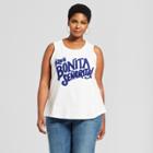 Women's Plus Size Que Bonita Senorita Graphic Cotton Tank Top - A New Day White/blue