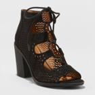 Women's Kimberly Microsuede Lace Up Perf Heel Pumps - Universal Thread Black