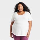 Women's Plus Size Short Sleeve Relaxed Scoop Neck T-shirt - Ava & Viv Off-white