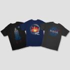 Boys' Nasa 3pk Short Sleeve T-shirt - Black/navy/gray S,