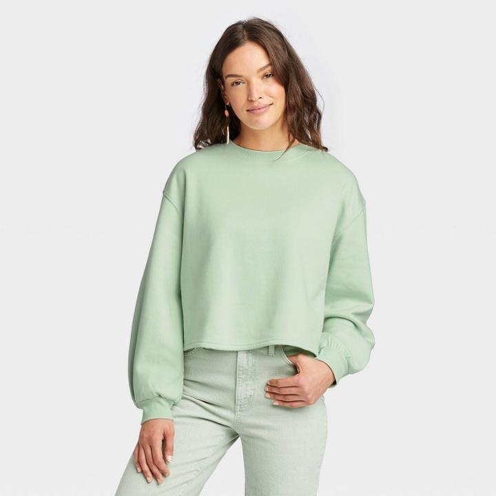 Women's Shrunken Sweatshirt - Universal Thread Green