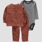 Carter's Just One You Baby Boys' Dino Striped Top & Bottom Set - Rust Newborn, Red