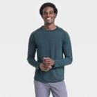 Men's Merino Wool Long Sleeve Athletic Top - All In Motion Heathered Dark Blue