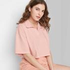 Women's Short Sleeve Boxy Cropped Polo T-shirt - Wild Fable Coral
