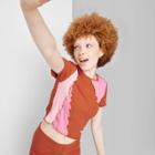 Women's Short Sleeve Seamed Baby T-shirt - Wild Fable Orange Patchwork Xxs