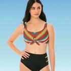 Women's Slimming Control Tie Front Bikini Top - Beach Betty By Miracle Brands Multi Stripe S, Women's, Size: Small,
