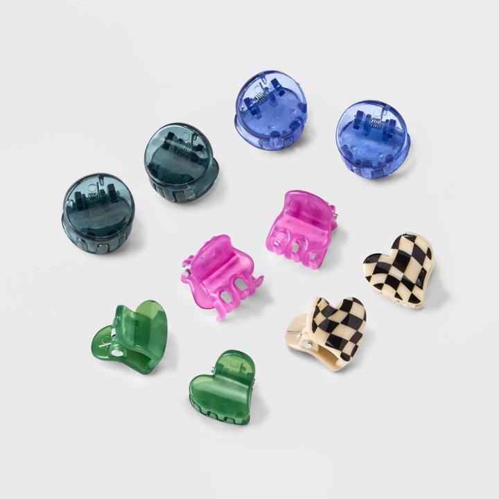 Mini Claw Hair Clip 10pc - Wild Fable Green/purple