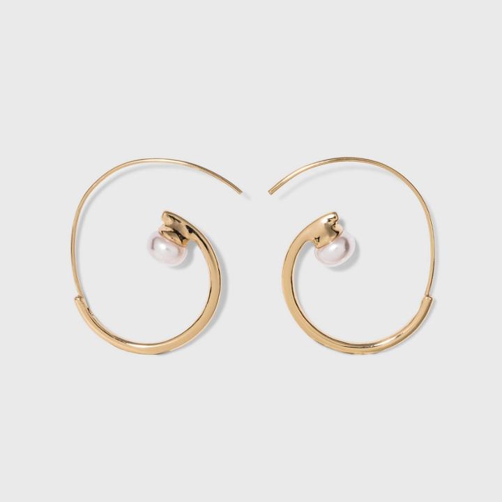 Sugarfix By Baublebar Pearls Threader Hoop Earrings - Gold, Women's