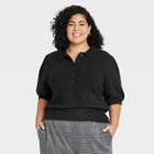 Women's Plus Size Polo Sweater - A New Day Black