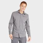 Men's Long Sleeve Button-up T-shirt - All In Motion Gray
