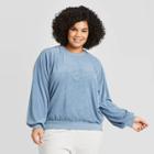 Women's Plus Size Raglan Sleeve Crewneck Sweatshirt - Universal Thread Blue 1x, Women's,