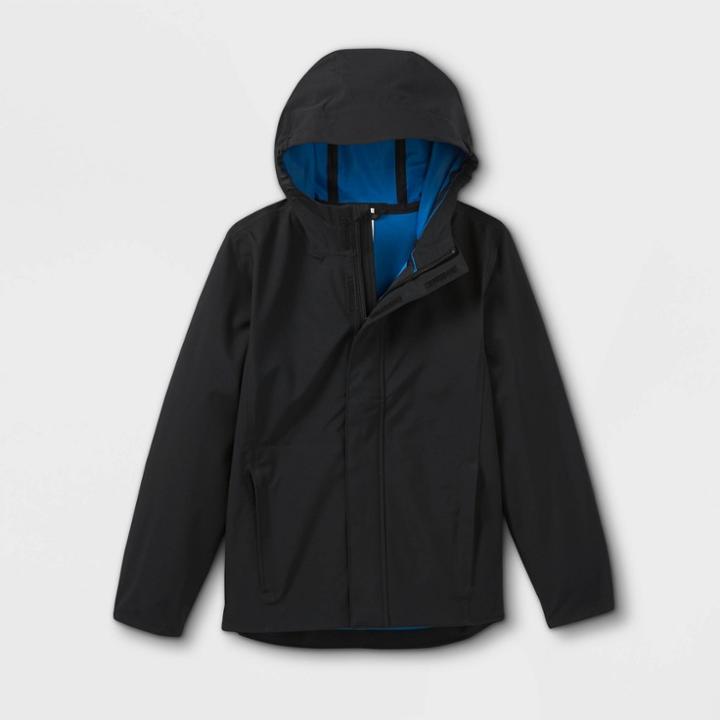 Boys' Rainshell Waterproof Jacket - All In Motion Black/navy