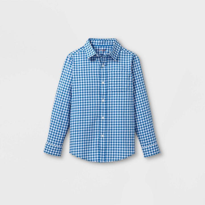 Boys' Woven Long Sleeve Button-down Shirt - Cat & Jack Blue