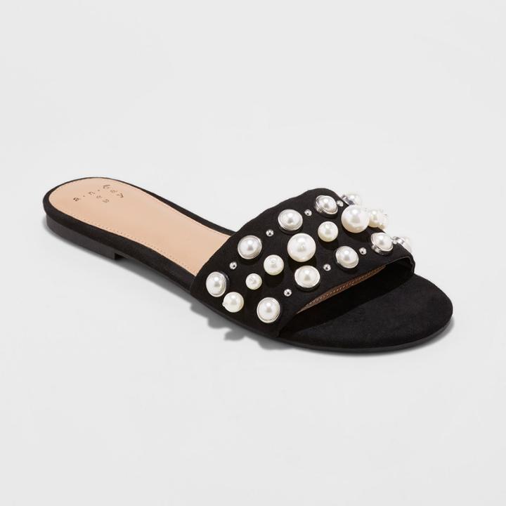 Women's Santana Slide Sandal - A New Day Black