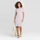 Women's Regular Fit Short Sleeve Crewneck T-shirt Dress - A New Day Light Purple