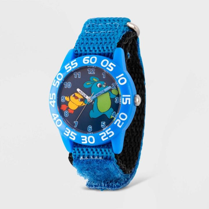Kids' Disney Toy Story 4 Bunny Ducky Time Teacher Hook And Loop Strap Watch - Blue