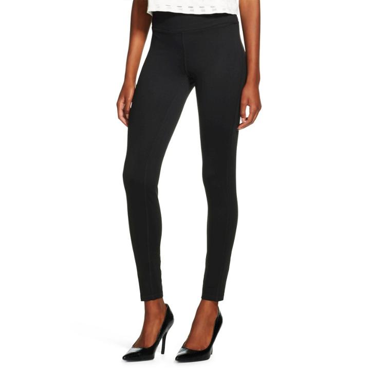 Hanes Premium Juniors' Hosiery Leggings Opaque Mid Rise - Black