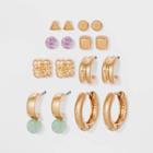 Semi-precious Jade And Lepidolite Stud Hoop Earrings - Universal Thread Gold