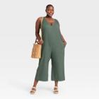 Women's Plus Size Sleeveless Cropped Jumpsuit - Universal Thread Green
