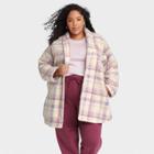 Women's Plus Size Cardigan Coat - Ava & Viv Lavender Plaid X, Purple Plaid