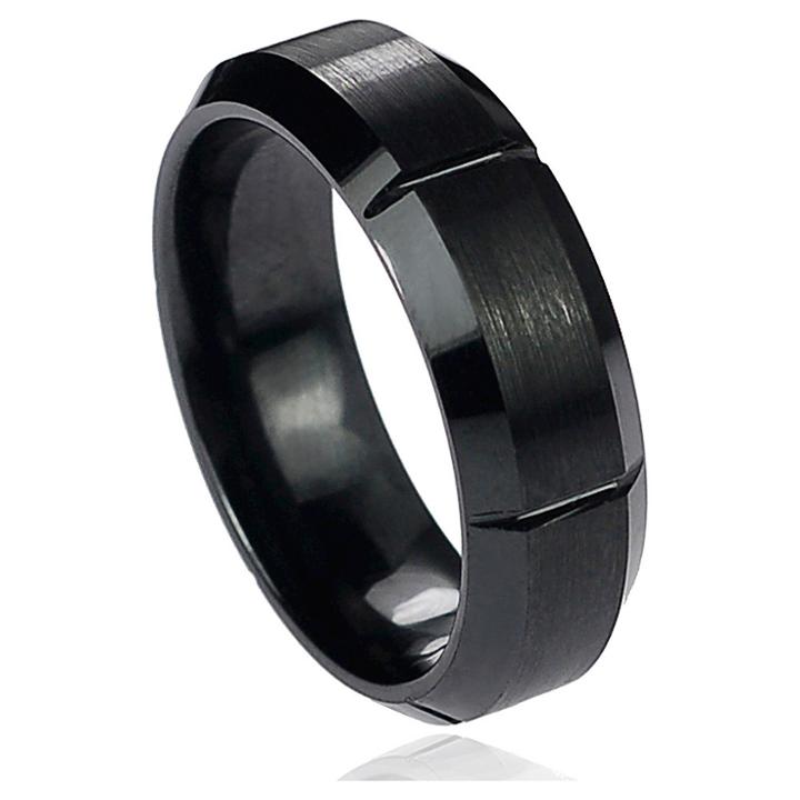 Men's Daxx Grooved Band In Ceramic - Black