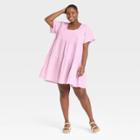 Women's Plus Size Short Sleeve Tiered Dress - A New Day