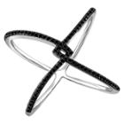 Target 1/7 Ct. T.w. Round-cut Black Diamond Prong Set Geometric Ring In Sterling Silver