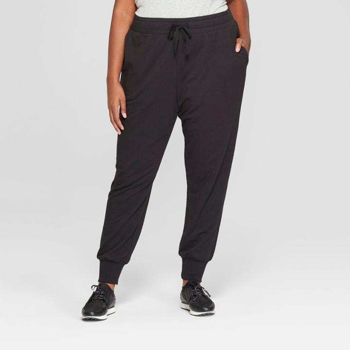 Women's Plus Size Jogger Ankle Pants - Ava & Viv Black