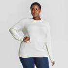 Women's Plus Size Crewneck Pullover Sweater - Ava & Viv White X