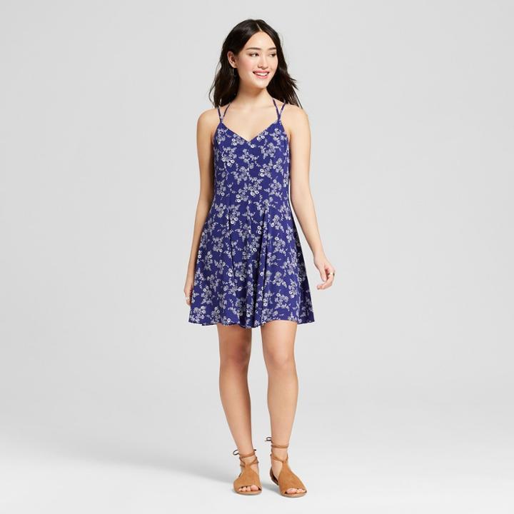 Women's Floral Print Halter Dress - Le Kate (juniors') Navy