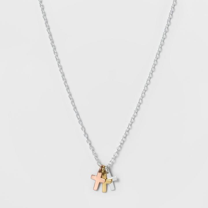 Distributed By Target Sterling Silver Triple Cross Charm Necklace