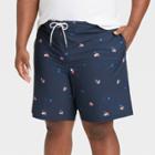 Men's Big & Tall 9 Sun Print E-board Swim Shorts - Goodfellow & Co Navy Blue