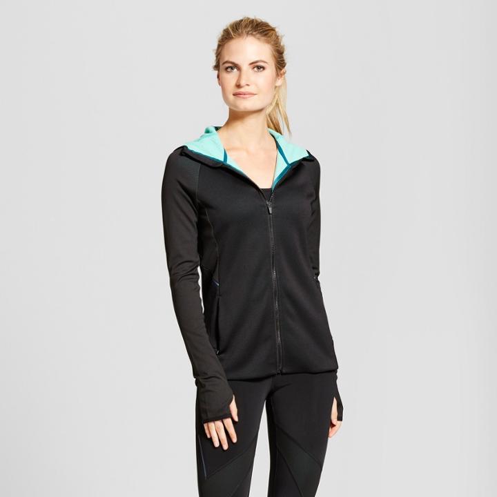 Women's Cold Weather Run Fleece Full Zip Jacket - C9 Champion Black/breezy Green