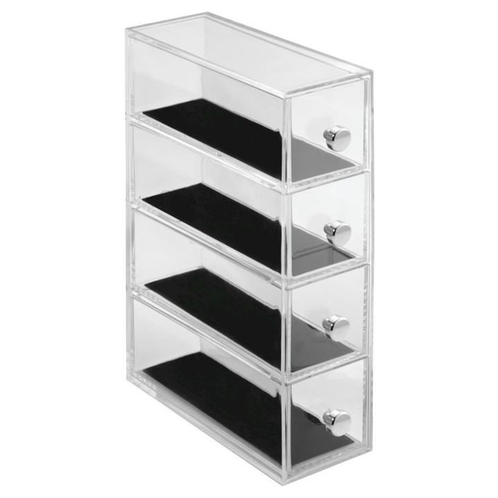Interdesign 4 Drawer Flip Polystyrene Jewelry Box - Clear/black