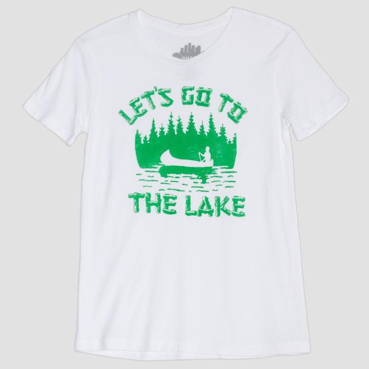 Women's Short Sleeve Let's Go To The Lake Graphic T-shirt - Awake White