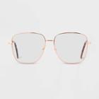 Women's Satin Metal Square Blue Light Filtering Reading Glasses - Universal Thread Gold