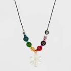 Iridescent Flower Charm Cubic Zirconia Statement Necklace - Wild Fable Black