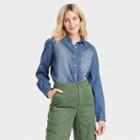 Women's Long Sleeve Classic Fit Button-down Shirt - Universal Thread Blue Denim