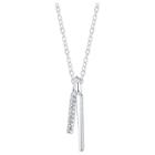 Distributed By Target Women's Sterling Silver 2-piece Bar Pave Drop Necklace - Silver (18),