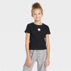 Girls' Shrunken T-shirt - Art Class Black Floral