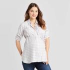 Maternity Plaid Long Sleeve Woven Popover Tunic Top - Isabel Maternity By Ingrid & Isabel Gray