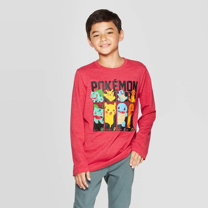 Boys' Pokemon Long Sleeve T-shirt - Red