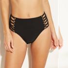 Women's Strappy Knotted High Waist Cheeky Bikini Bottom - Xhilaration Black