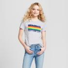 Women's New York Rainbow Skyline Short Sleeve Crew Neck Graphic T-shirt - Awake Gray
