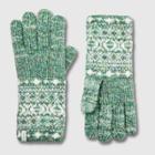 Isotoner Women's Yarn Glove - Green One Size, Black/white