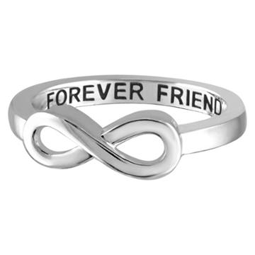 Distributed By Target Women's Sterling Silver Elegantly Engraved Infinity Ring With Forever Friend - White