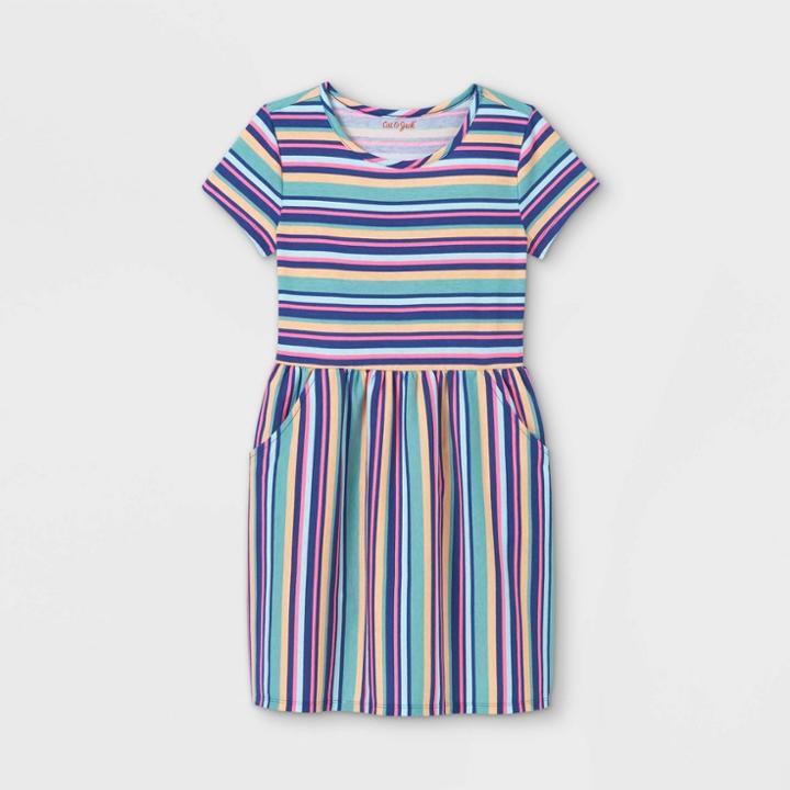 Girls' Printed Jersey Short Sleeve Knit Dress - Cat & Jack M,